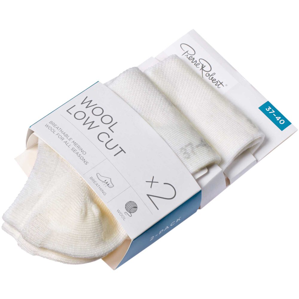 Merinovillaiset matalavartiset sukat 2-pack, white, hi-res