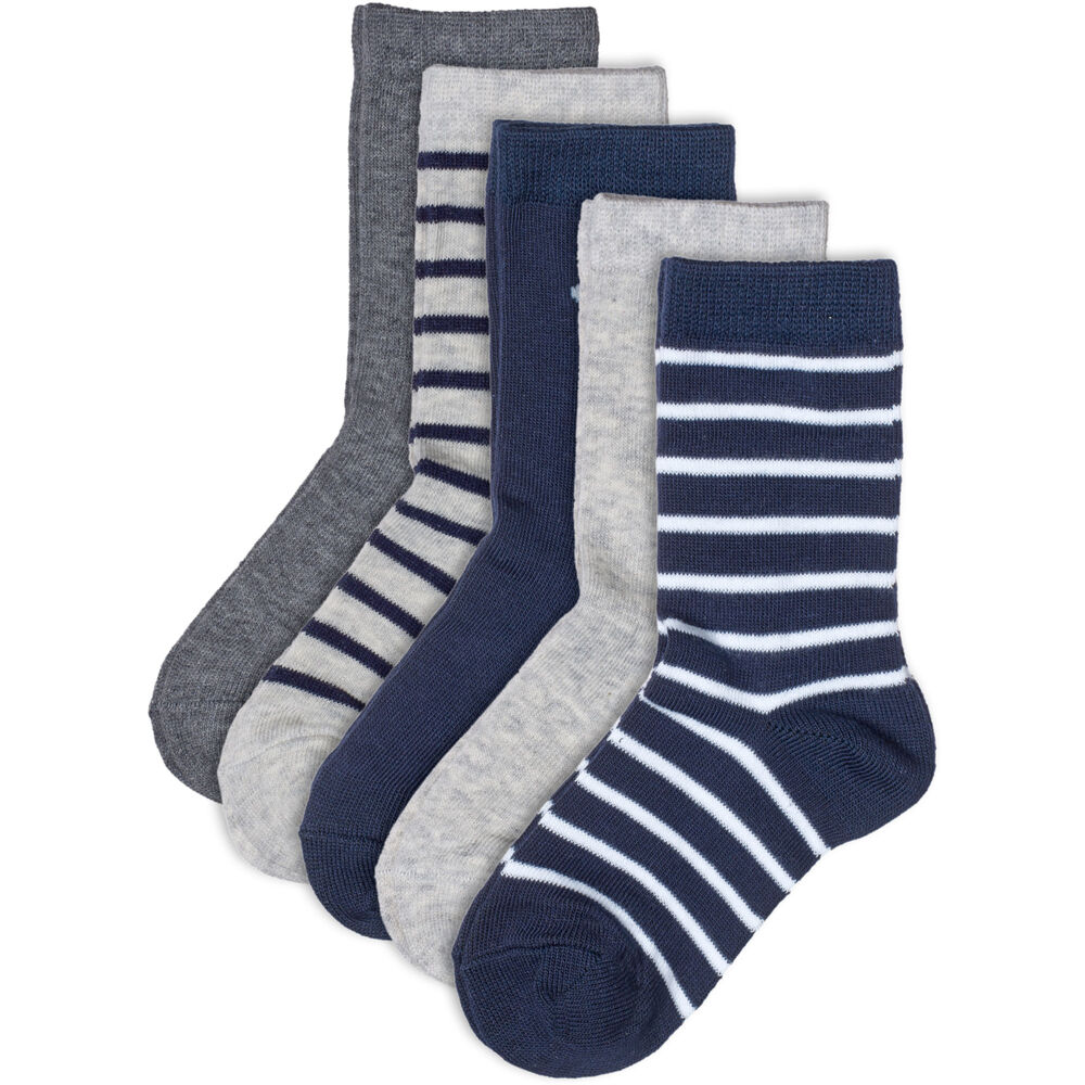 Basic luomupuuvillaiset sukat 5-pack, blue mix, hi-res