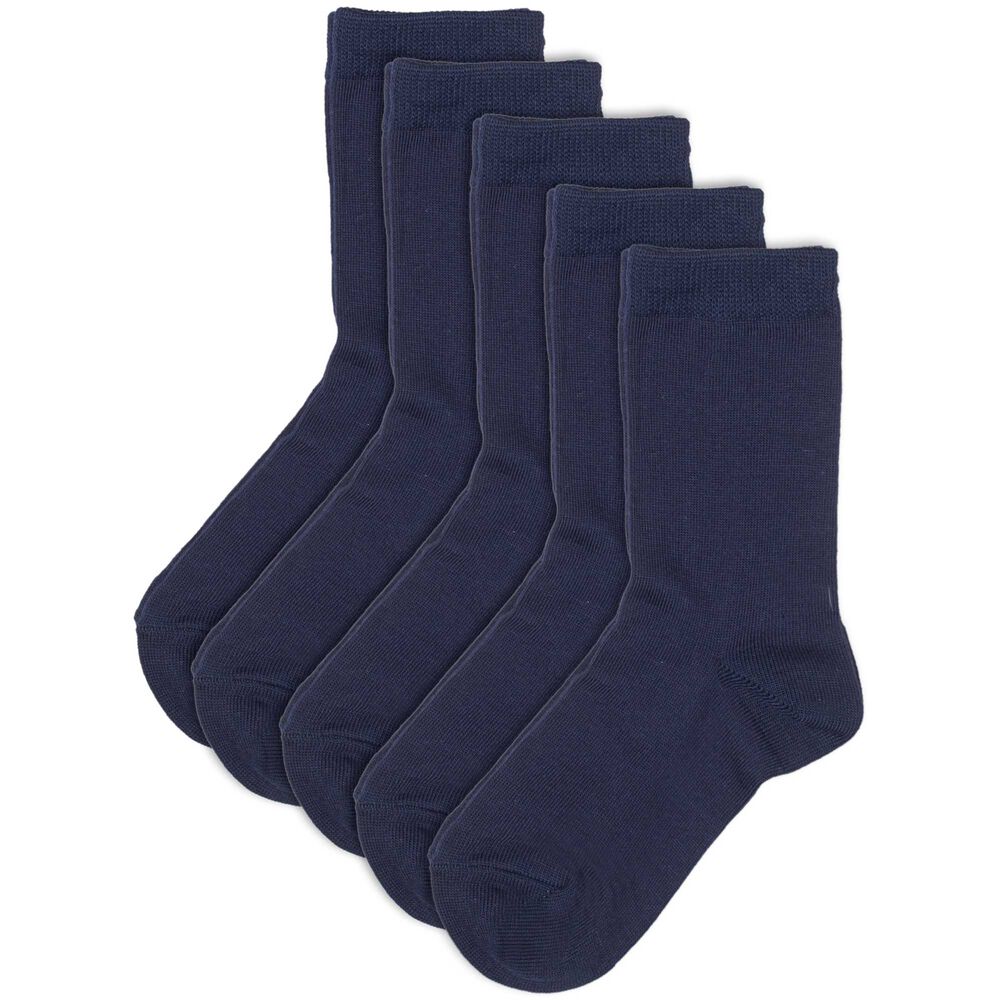 Basic luomupuuvillaiset sukat 5-pack, navy, hi-res