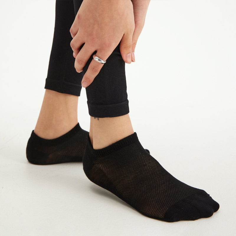 Ankelstrumpor i ull 2-pack, Black, hi-res